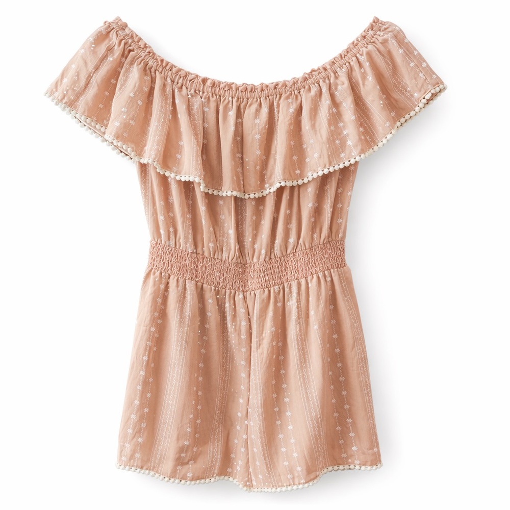 Pink Lily Floral Boho Smock Waist Romper